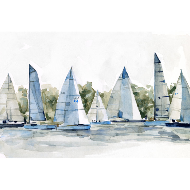 "Pastel Marina I" by Emma Scarvey UV-Resistant Mixed Media Painting Print , 8" H x 12" W x 1.25" D, Wrapped Canvas, No