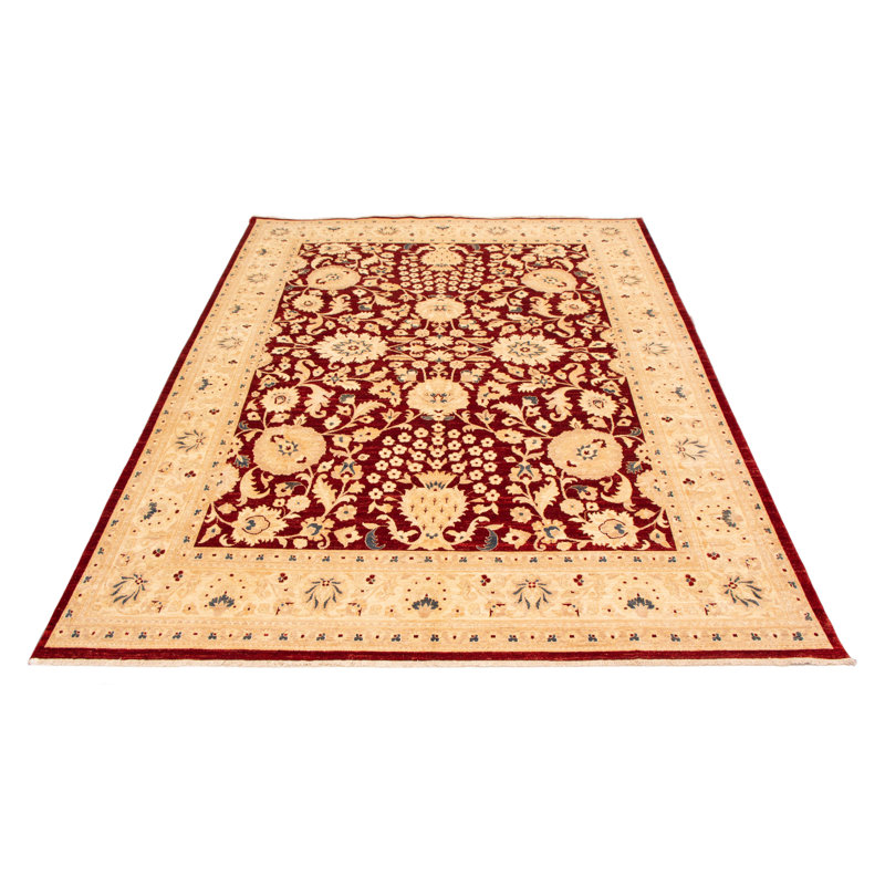 Tapis rouge foncé en laine noué à la main de conception unique nouvel âge 10 pi x 14 pi Widefield
