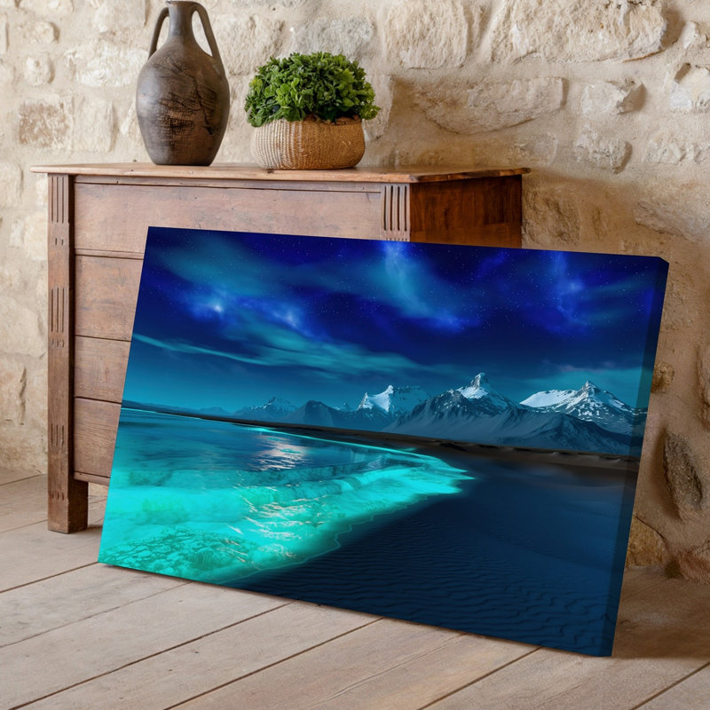 Toile, "Un paysage mystique la nuit", art mural Sholering Bioluminescent Shoreline, H 20 po x l 20 po