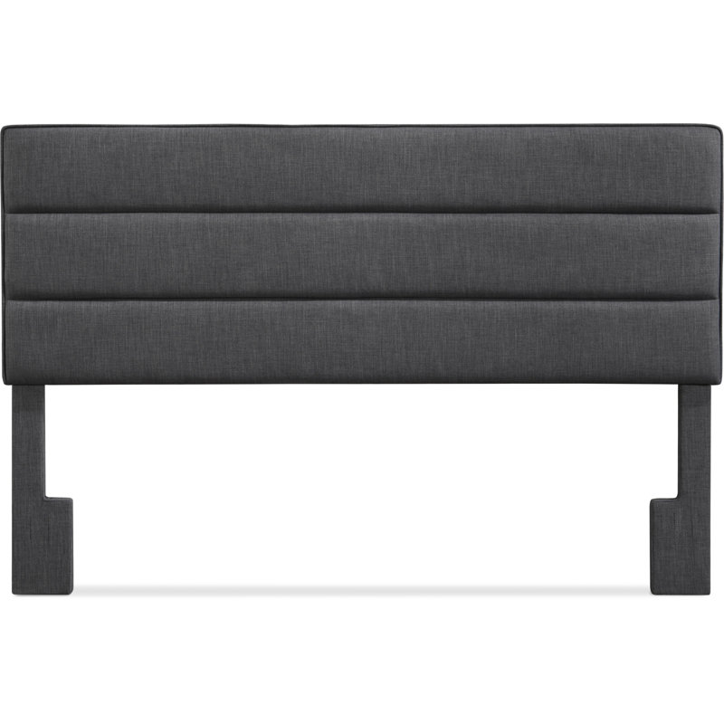 Serta Palisades Modern Tufted Design Upholstered Padded Headboard with Adjustable Height Frame, Charcoal Gray, King