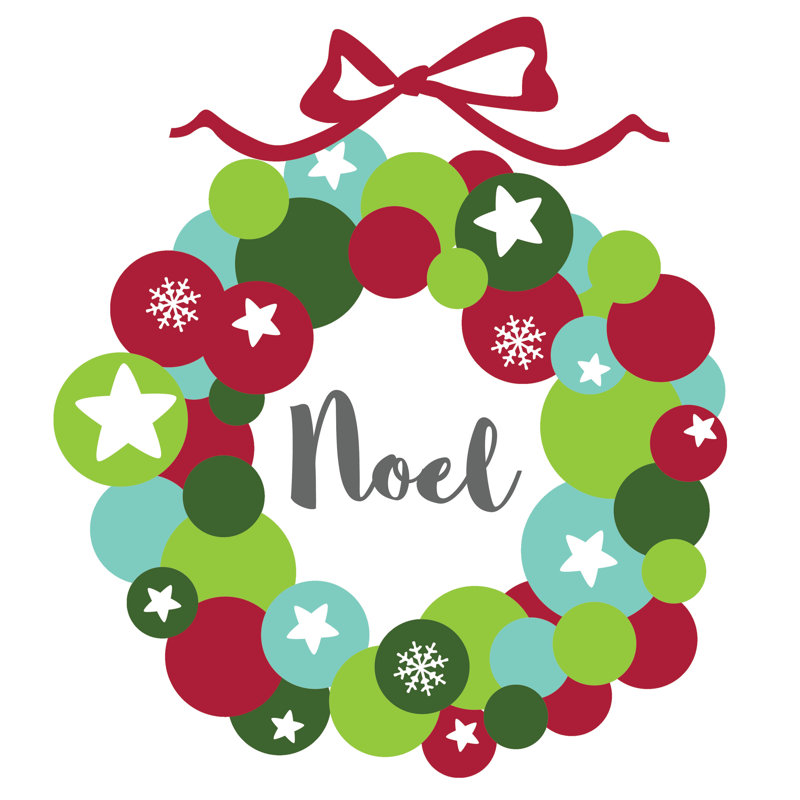 Noel Wreath - Wrapped Canvas Print, 30cm H x 30cm W