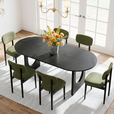 6 - Person Dining Set With 79" Soild Wood Dining Table & Upholstered Side Chairs