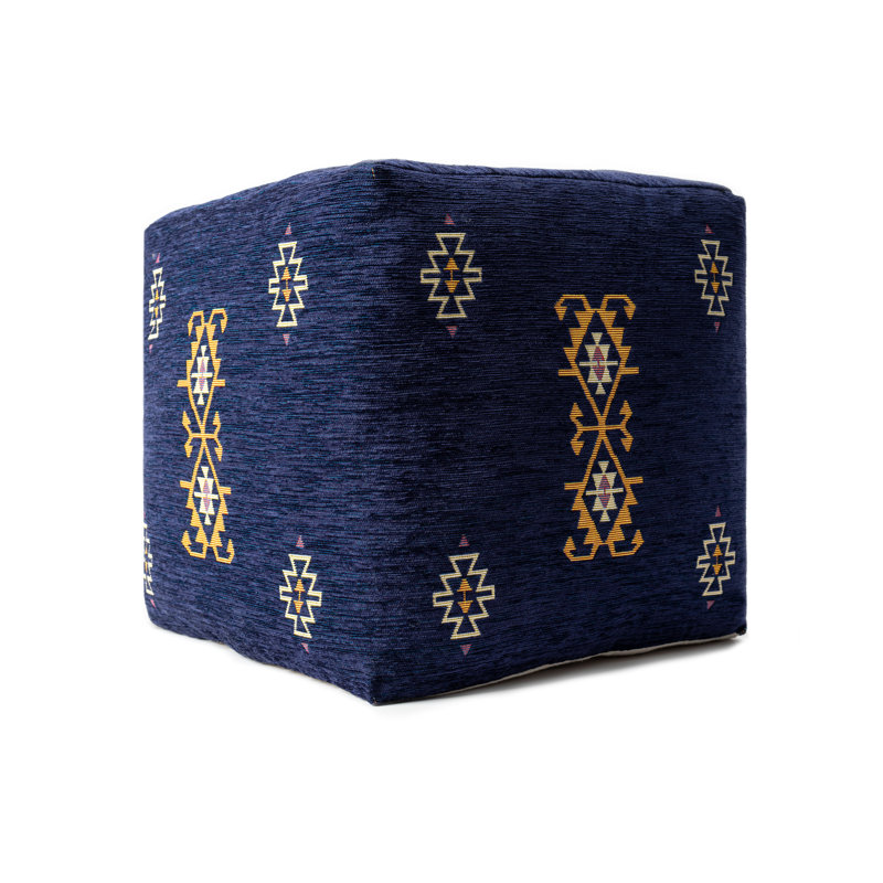 Turkish Luxe Modern Farmhouse Velvet Upholstered Ottoman Pouf