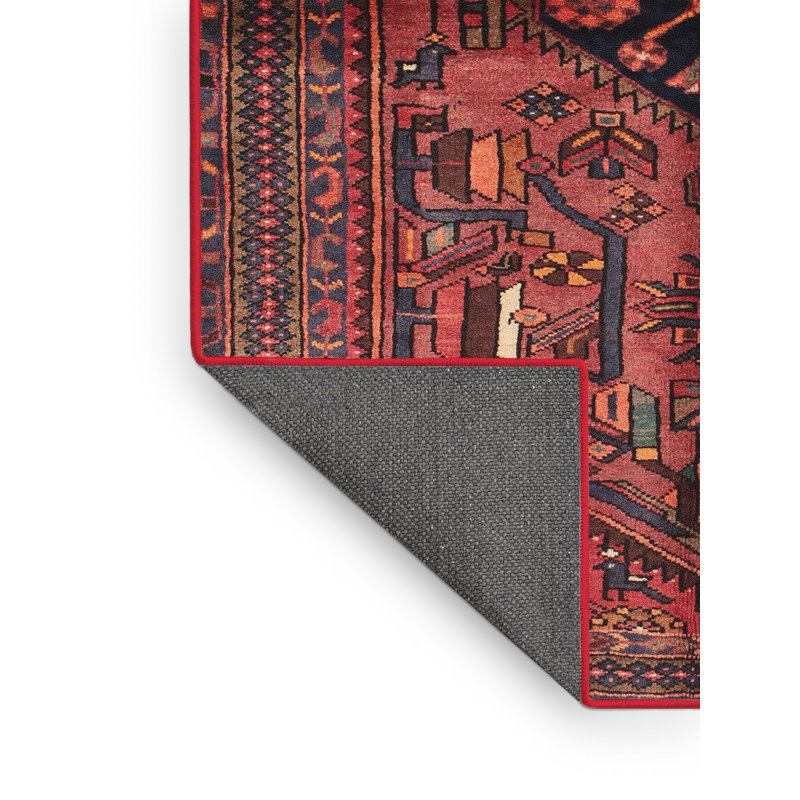 Tapis traditionnel rouge / brun Claymore, Rectangle 5 pi x 7 pi