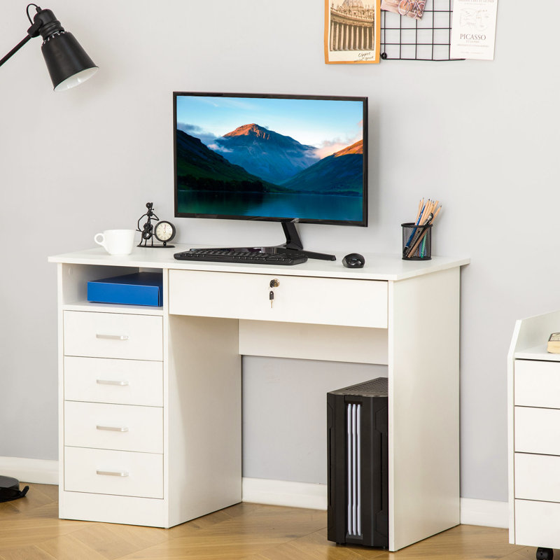 Fernandeo Metal Base Computer Desk, White