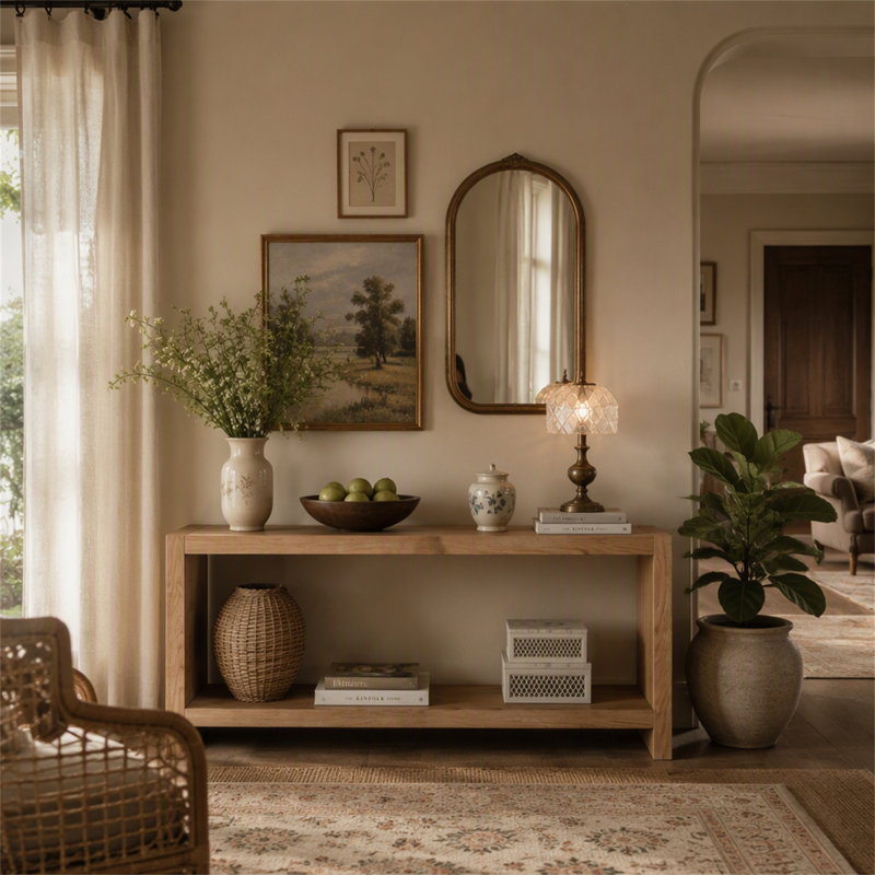 Console 63 pouces, Naturel + rustique, Naturel + rustique, Naturel + rustique