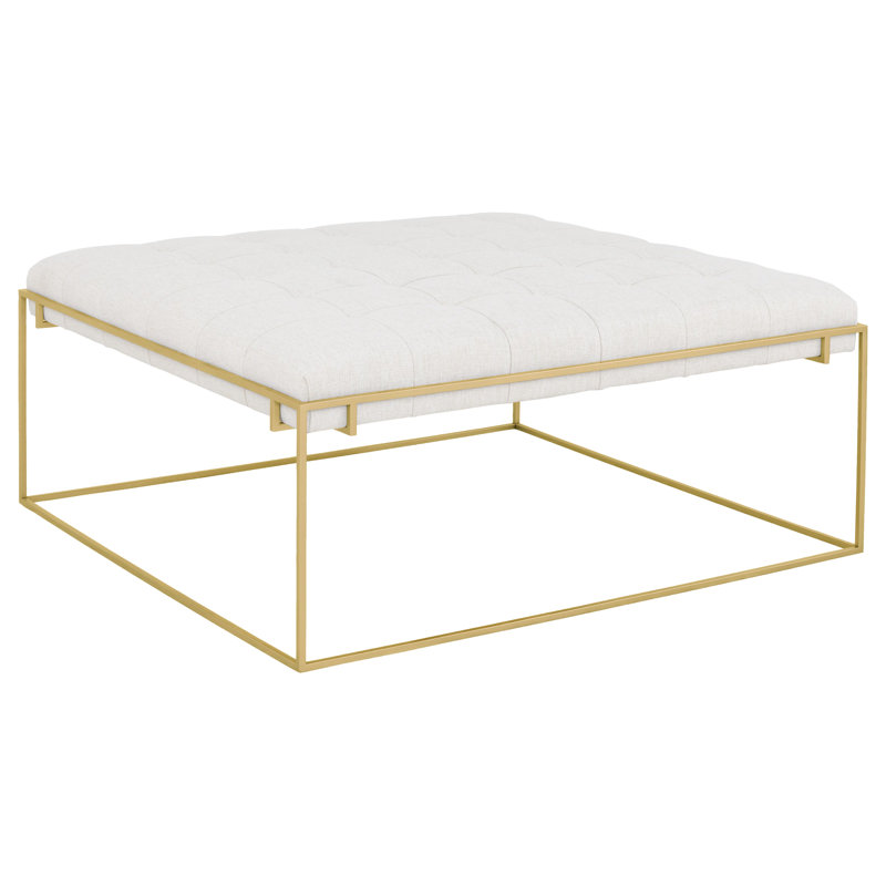 Repose-pieds carré en cuir Soren, 1149 Olive