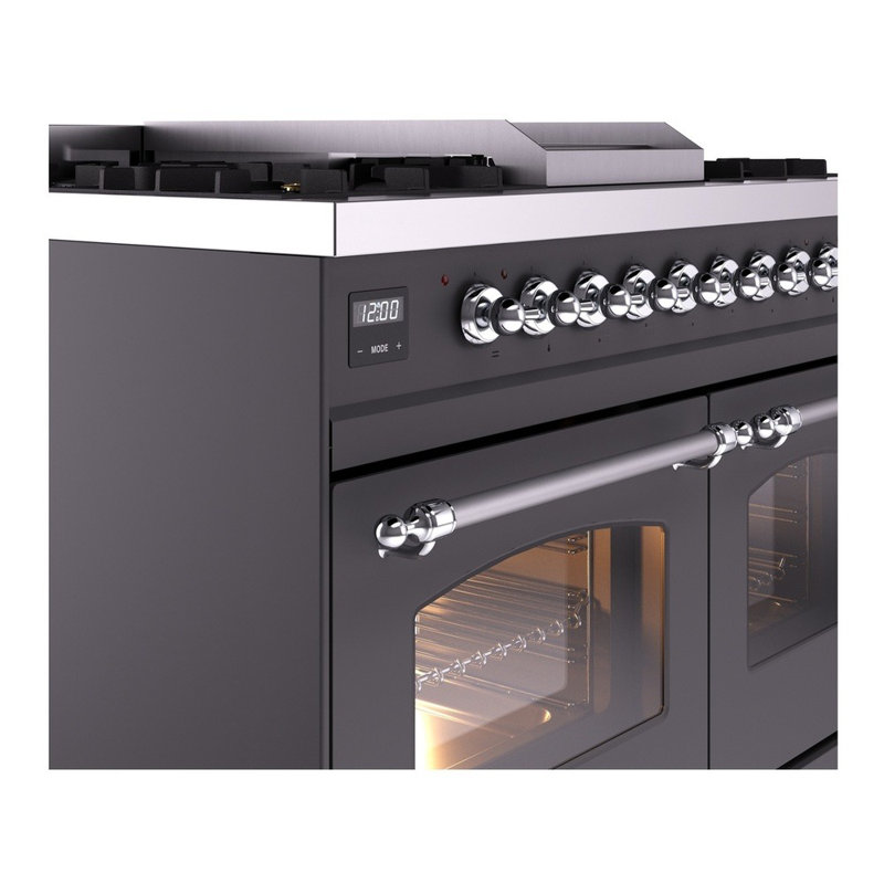 ILVE Nostalgie II Series 40 inch Dual Fuel Range with 6 Sealed Burners, Griddle (Glass Door), Natural Gas