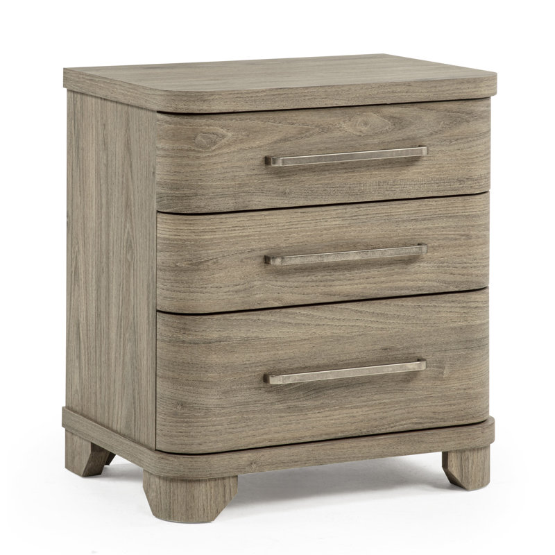 Ensemble de chambre à coucher moderne à panneau tapissier brun clair, Grand lit, 3 pièces