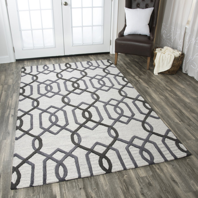 Bursaite Wool Geometric Indoor Rug, Rectangle 9' x 12'