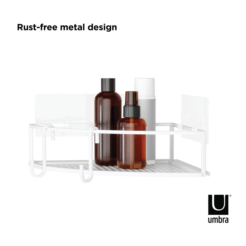 White Metal Corner Shower Caddy Set with Suction Mount
