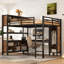 Style moderne, grand lit mezzanine en métal, bureau, rangement, garde-corps complet, lit robuste à assemblage facile avec garde-robe et convient aux pièces
