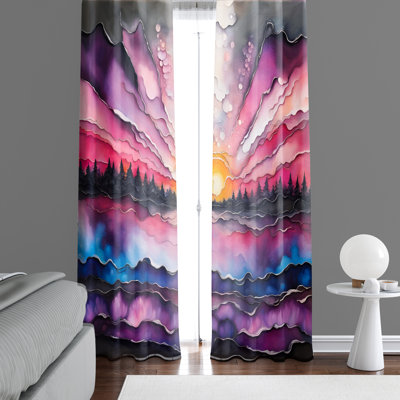 Paire de rideaux semi-transparents en polyester Eava
