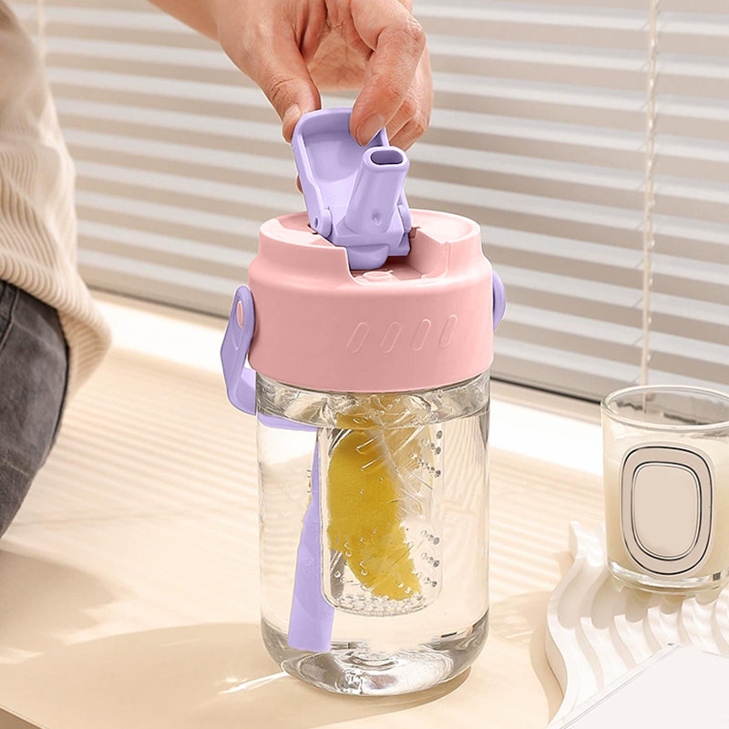Bouteille d'eau Tasse de paille sur le thème de l'été 600 ml ShatterProof, Vert