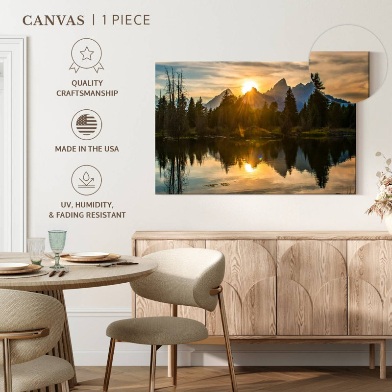 Impression sur toile Grand Teton Dramatic Sunset, H 8 po x l 12 po x P 1 po