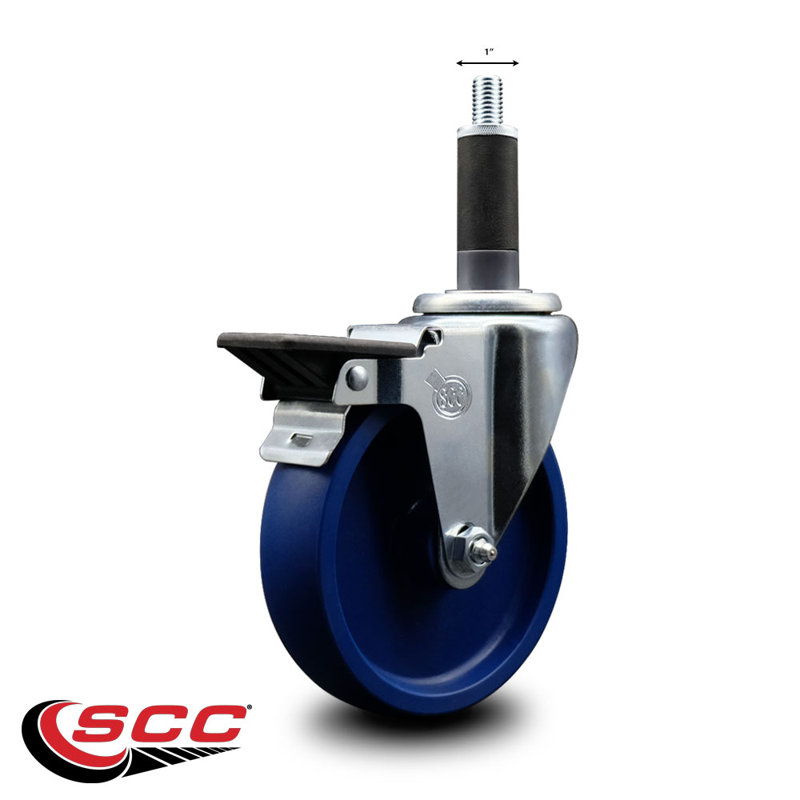 Roulettes pivotantes solides en poly 1 pouce avec frein SCC