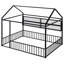 Structure de lit noire en métal de style maison avec tablettes. Pleine grandeur pour une chambre à coucher confortable. L 77,6 po x l 55,6 po x H 66,9 po et lit maison stable, noir-1964481912-1964481913