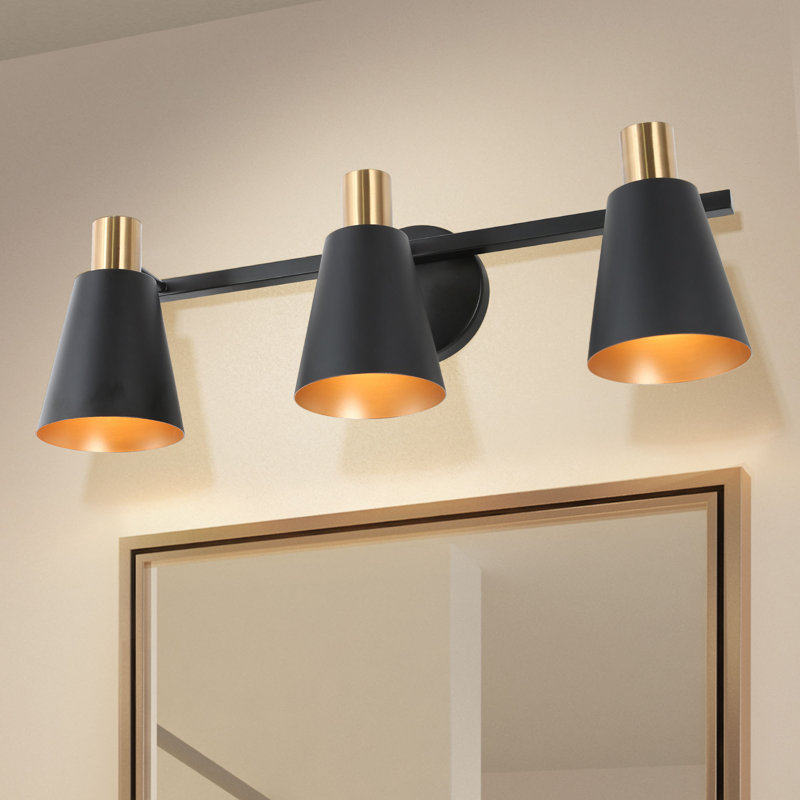 Éclairage pour salle de bain 3 lumières à intensité variable, Noir
