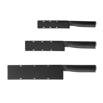 Kitchenaid Classic 3 Piece Chef Knife Set With Custom Fit Blade Covers, 8 Inch Chef Knife, 5.5 Inch Serrated Utility Knife, 3.5 Inch Paring Knife, Hig