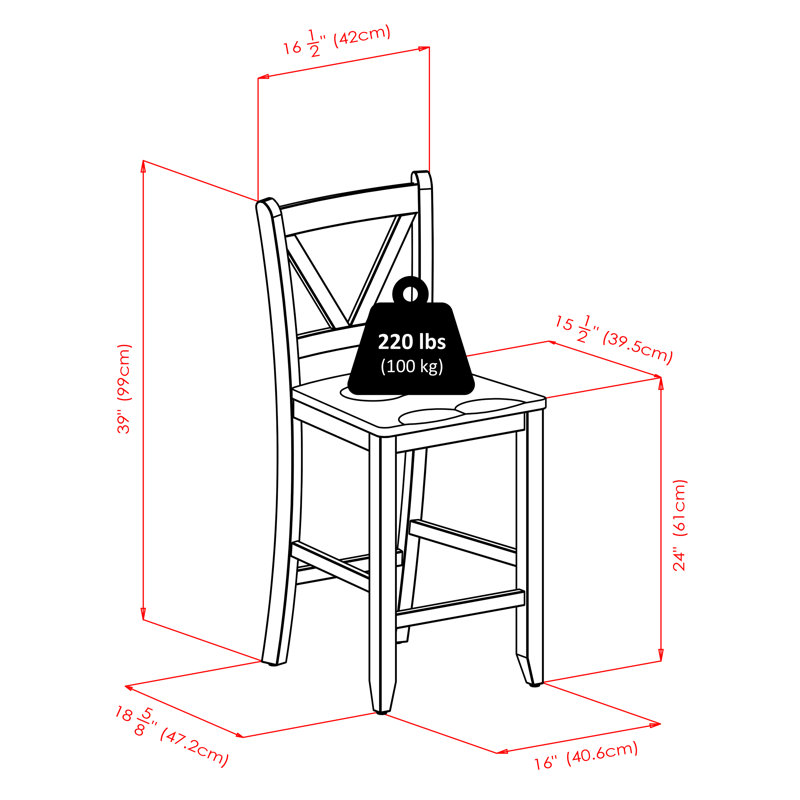 Counter Stool with Solid Wood Frame, Counter Stool (24" Seat Height)