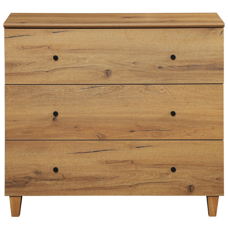 Commode pour enfants avec 3 tiroirs pour chambre d'enfant, Brun chêne