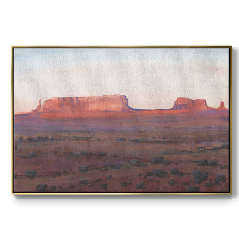 Red Rocks At Dusk I, peinture sur toile encadrée, H 27 po x l 41 po x P 2 po, Encadrement doré