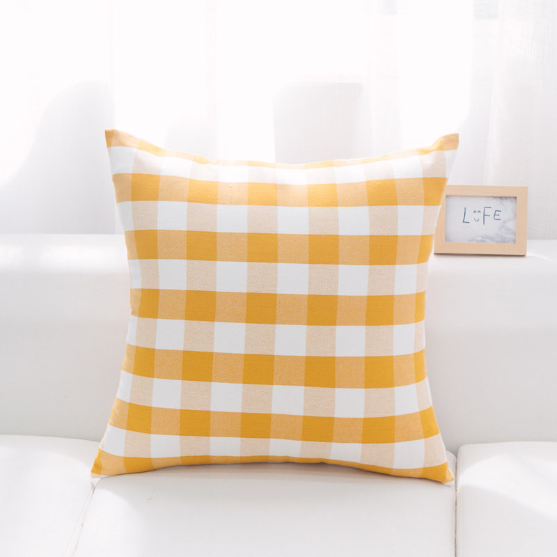 BUFFALO CHECK PILLOW Checkered Cotton Throw Pillow, Yellow, Square 22"