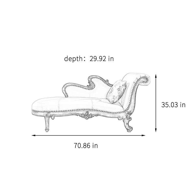 Élégante chaise longue décontractée en bois massif pour la maison, Accoudoir à droite (vu de face)