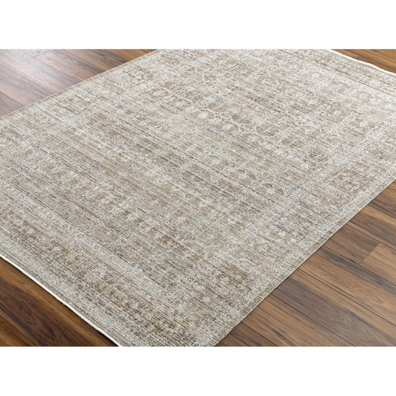 Margaret Gray and Brown Rectangular Washable Synthetic Rug