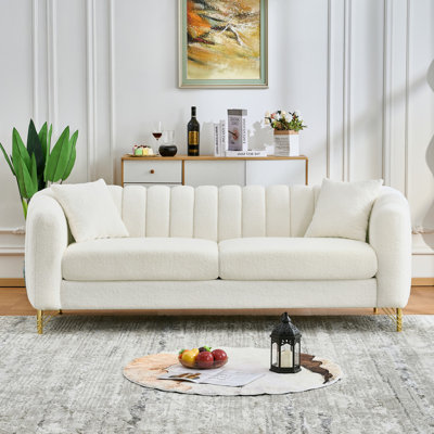 Oversized Chenille Sofa,Luxury 3 Seater + 2 Seater Deep Couch,Modern Tufted Couch, Gold Metal Legs Sofa for Living Room, Bedroom, Apartment