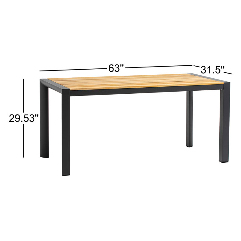 Halima Rectangular Metal Outdoor Dining Table , 63'' in. W 31.5'' in. D