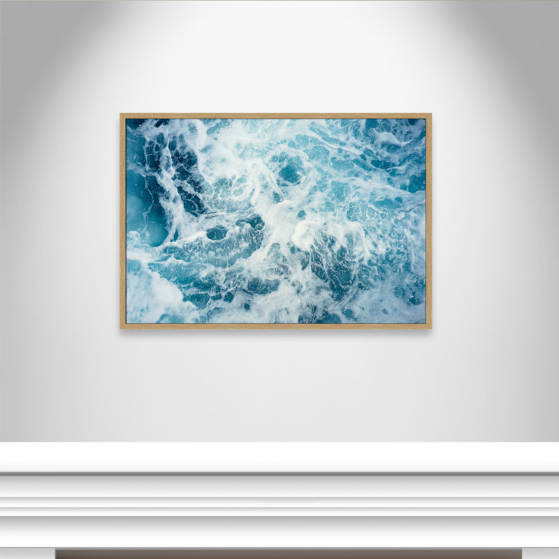 Océan bleu par Christopher Engstrom - impression d'un seul cadre photo, H 29,5 po x l 41,5 po x P 1,25 po, Encadré naturel