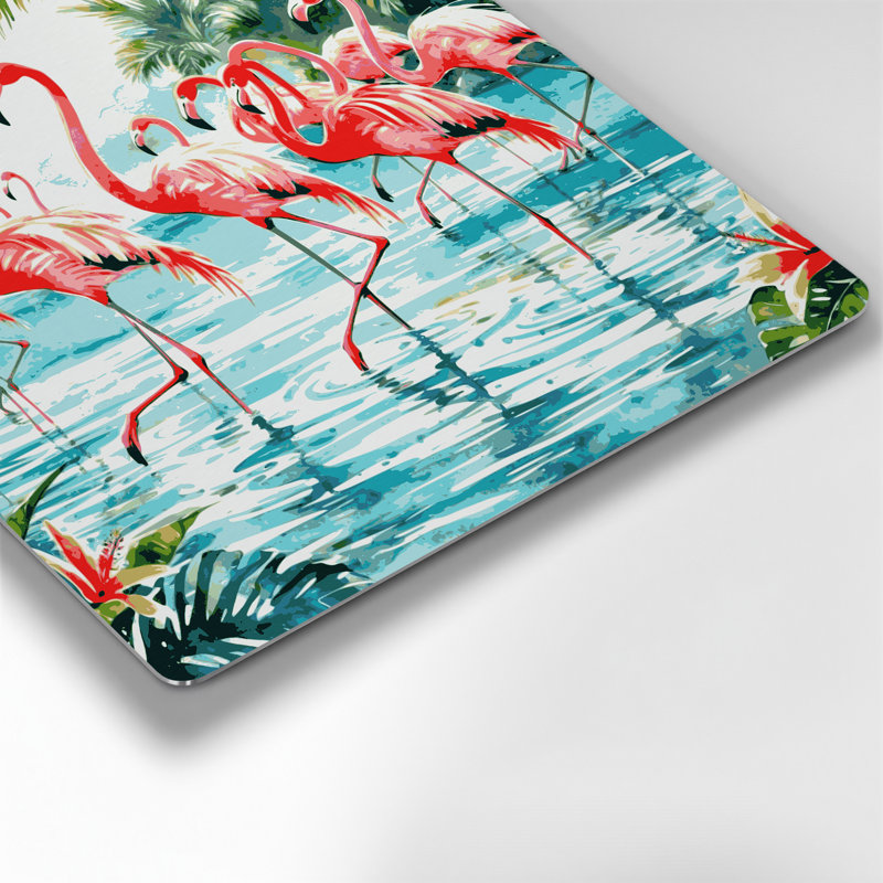 Art mural bleu hawaïen avec flamants roses, H 16 po x l 16 po