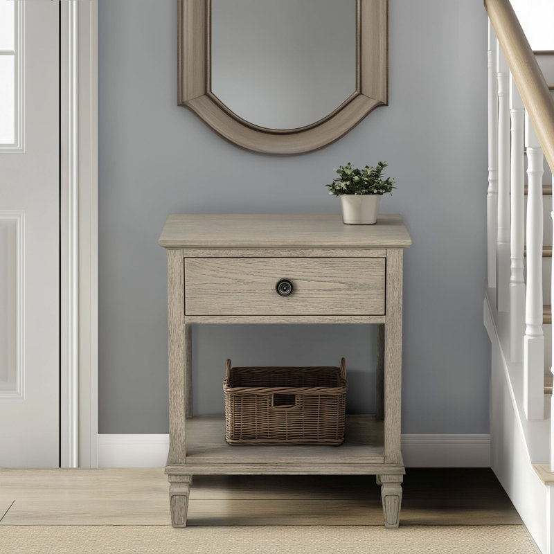 Bedside Table, 28.5" H x 19" W x 24" D, Gray