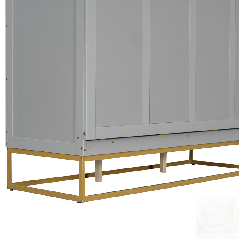 Lit escamotable avec pieds en fer, conception compacte et rangement multifonctionnel pour la vie moderne, Grey