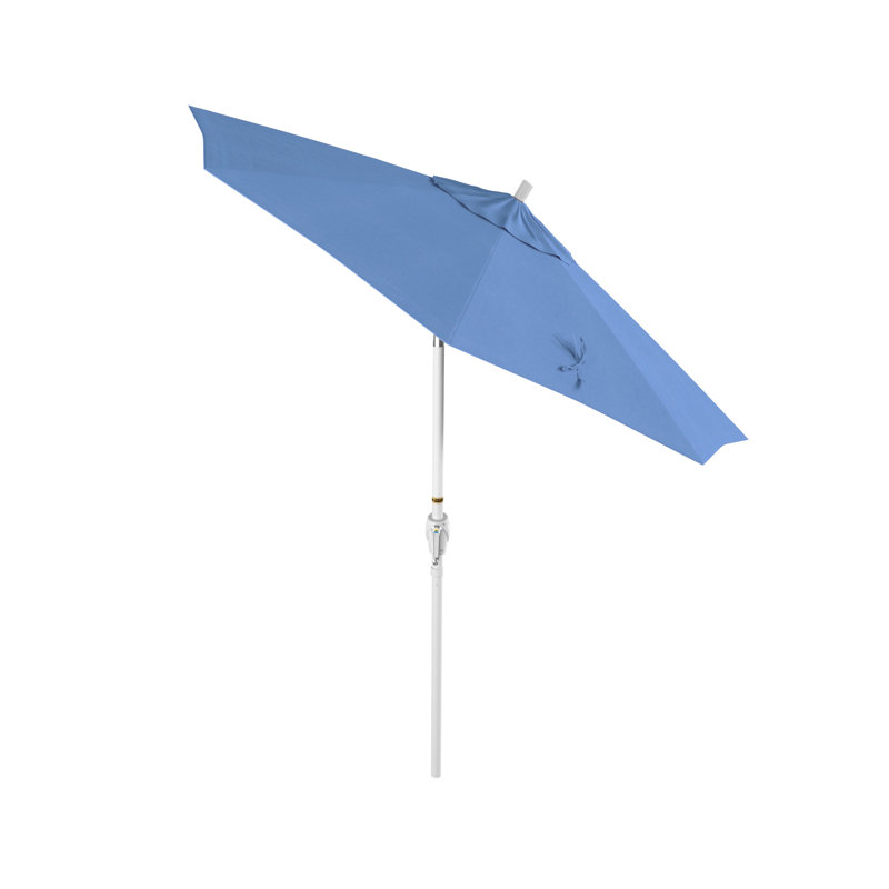 Parasol de marché 7,5', Toile toile Sunbrella® cyan, Blanc, Sunbrella®