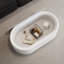 Table basse de rangement ovale cachée 33,46 po - Plateau en verre trempé certifié 3C et table basse de rangement blanche moderne en cuir de qualité supérieure pour le salon-1521386209