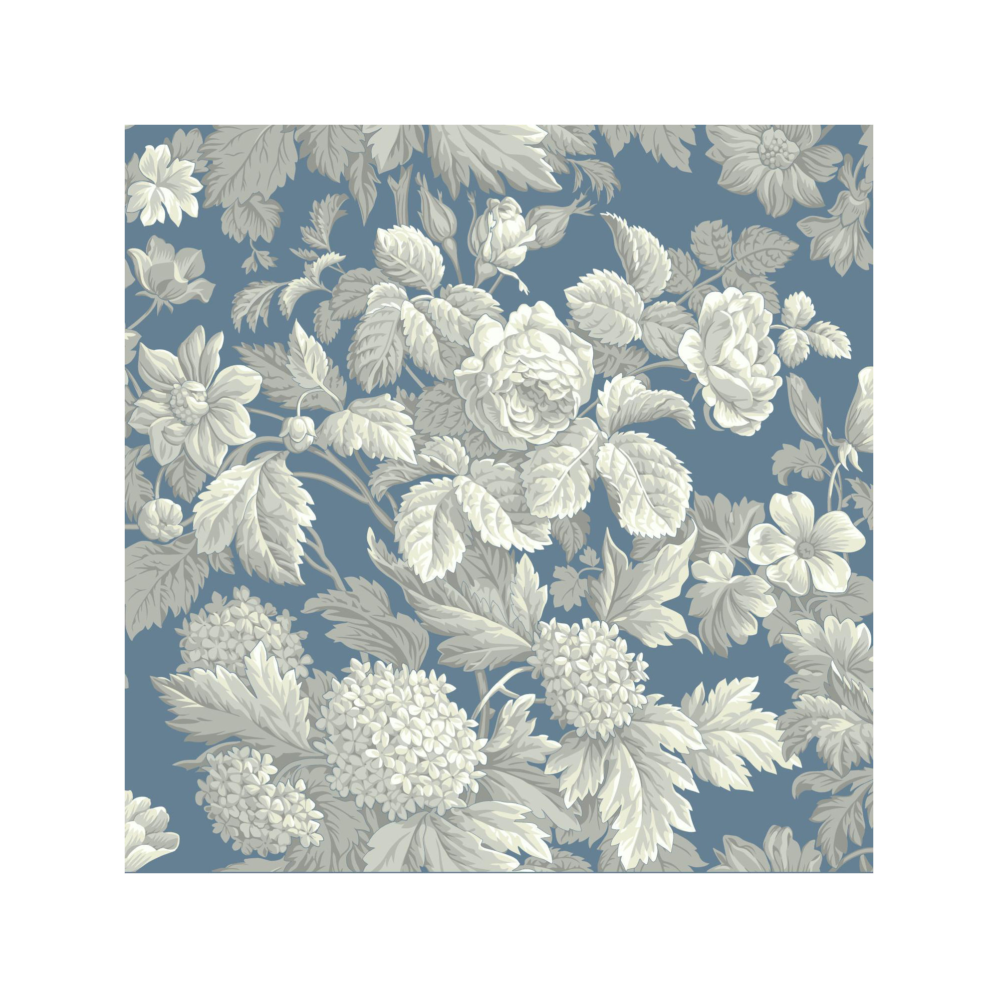 French Dressing Floral Wallpaper, Wedgwood Blue/White