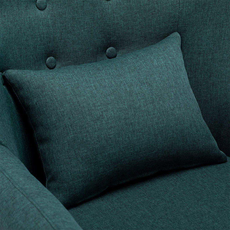 Glennon Upholstered Wingback Chair, Green without Footstool