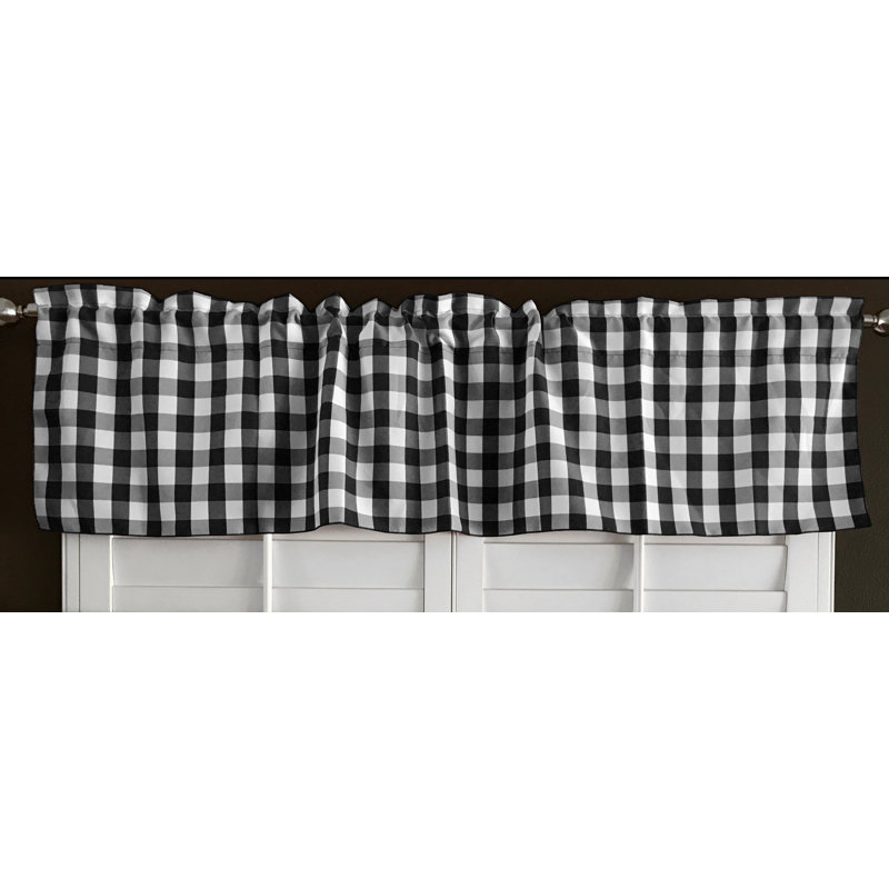 Cantonnière sur mesure l 58 po Haideh Gingham, L 58 po x L 14 po, Noir