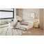Lit plateforme double en bois avec 6 tiroirs, tablettes et coiffeuse, blanc-2063426157
