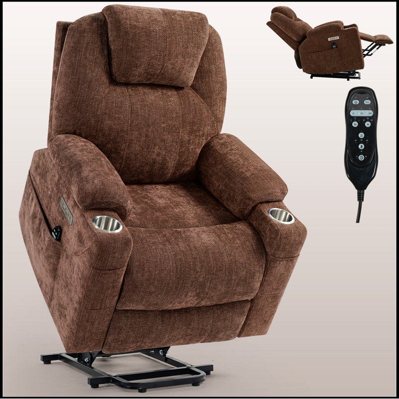 Fauteuil inclinable électrique Chenille, Tissu bleu / gris
