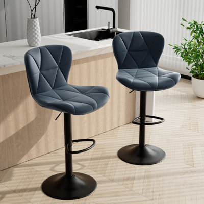 Tabourets de bar réglables à hauteur de comptoir pivotant, tabourets imperméables en similicuir avec repose-pieds Metel, ensemble de 2