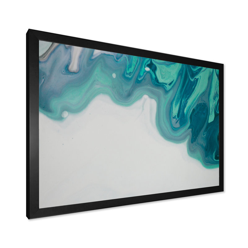 Marbre turquoise luxueux, art sur toile moderne, Cadre photo noir, H 8 po x l 12 po x P 1,5 po