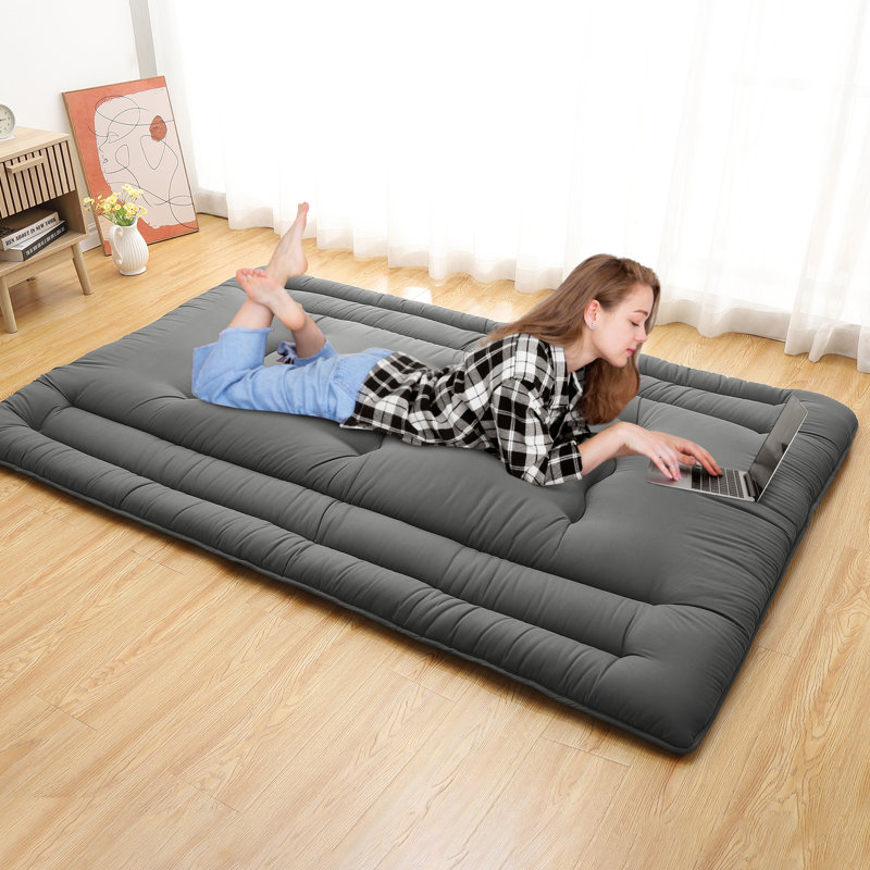 Matelas confortable pour lit de tatami japonais en mousse à haute densité - Lit futon escamotable pliable pleine grandeur, peu encombrant pour la maison, la chambre d'amis, le dortoir, le véhicule récréatif, le camping - gris foncé, complet 54 * 80 po