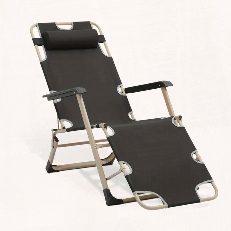 Deck Chair, Black, with Adjustable Backrest