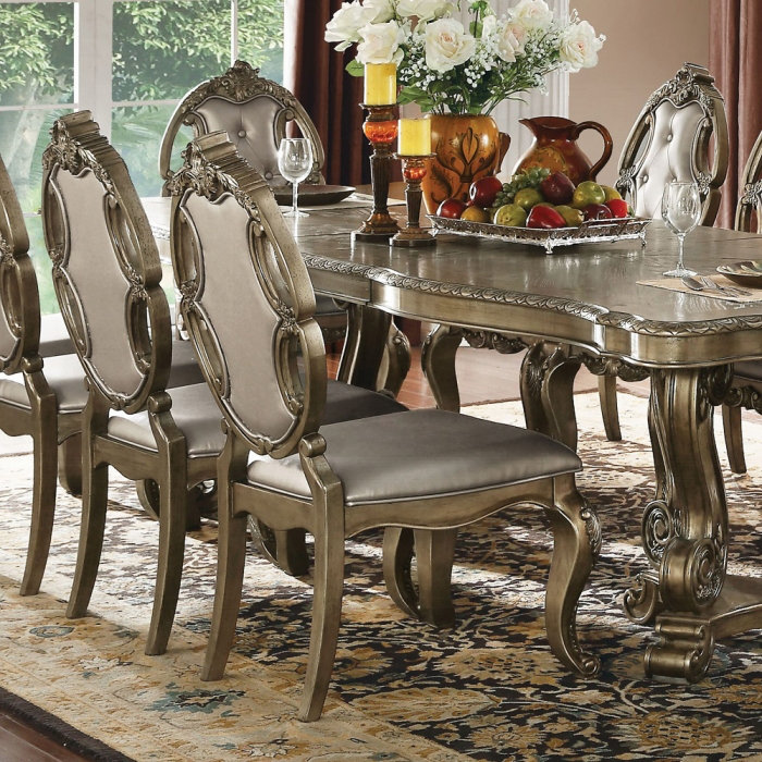 Chaise d'appoint Harihar (lot de 2), Gris, Nickel brossé