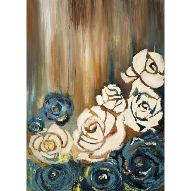 «Blue Roses» par Yaffa G - reproduction sur toile, Toile tendue, Bleu, H 40 po x l 29 po x P 2 po