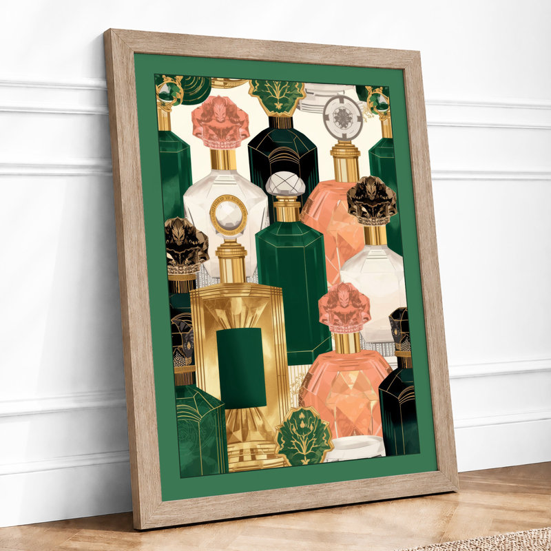 Fragrance Garden Art Deco - Framed Print, A3 - 42.0 x 29.7 cm, Oak