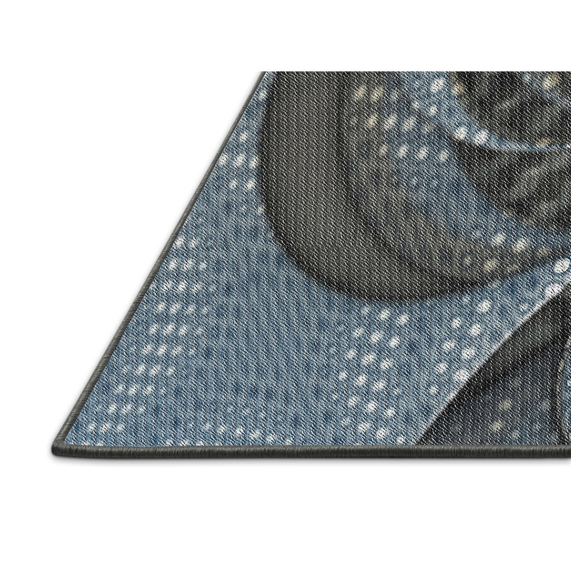 Tapis gris/bleu à tisser électrique, Rectangle 2 pi x 3 pi